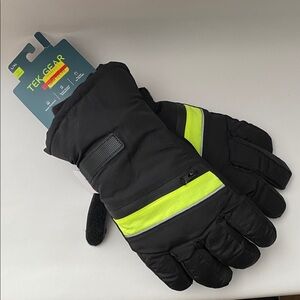 Tek Gear Black Gloves with Neon Accents